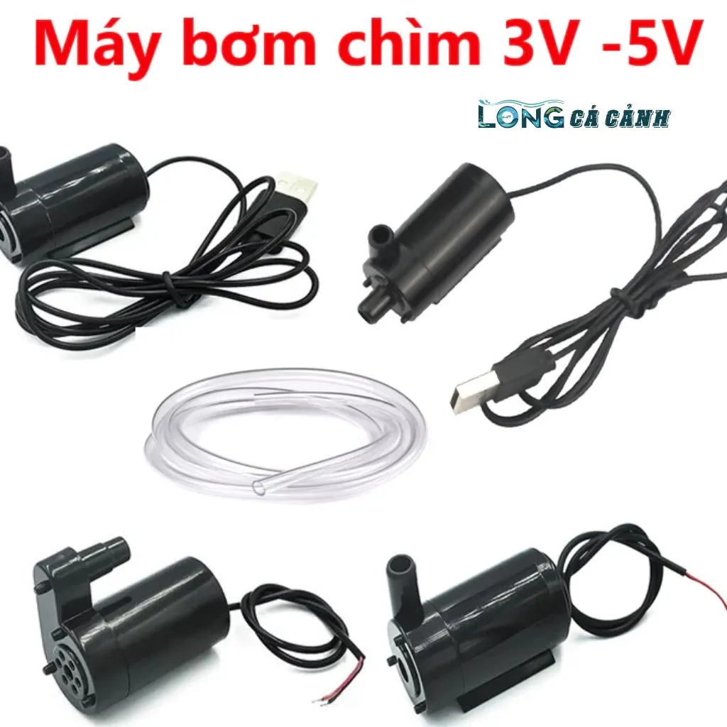 Máy Bơm Hồ Cá Mini 3V-6V: Siêu Nhỏ, Siêu Mạnh, Siêu Êm – Bơm Chìm Màu Đen